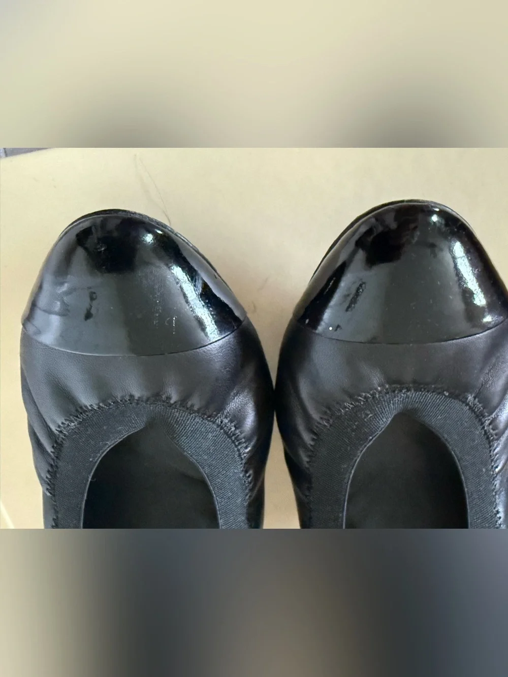 Authentic Vintage CHANEL Black Leather Block Heel Pumps with Cap-Toe Sz 40/9